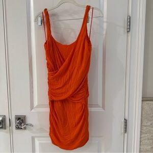 Roberto Cavalli Elegant Orange Draped Dress